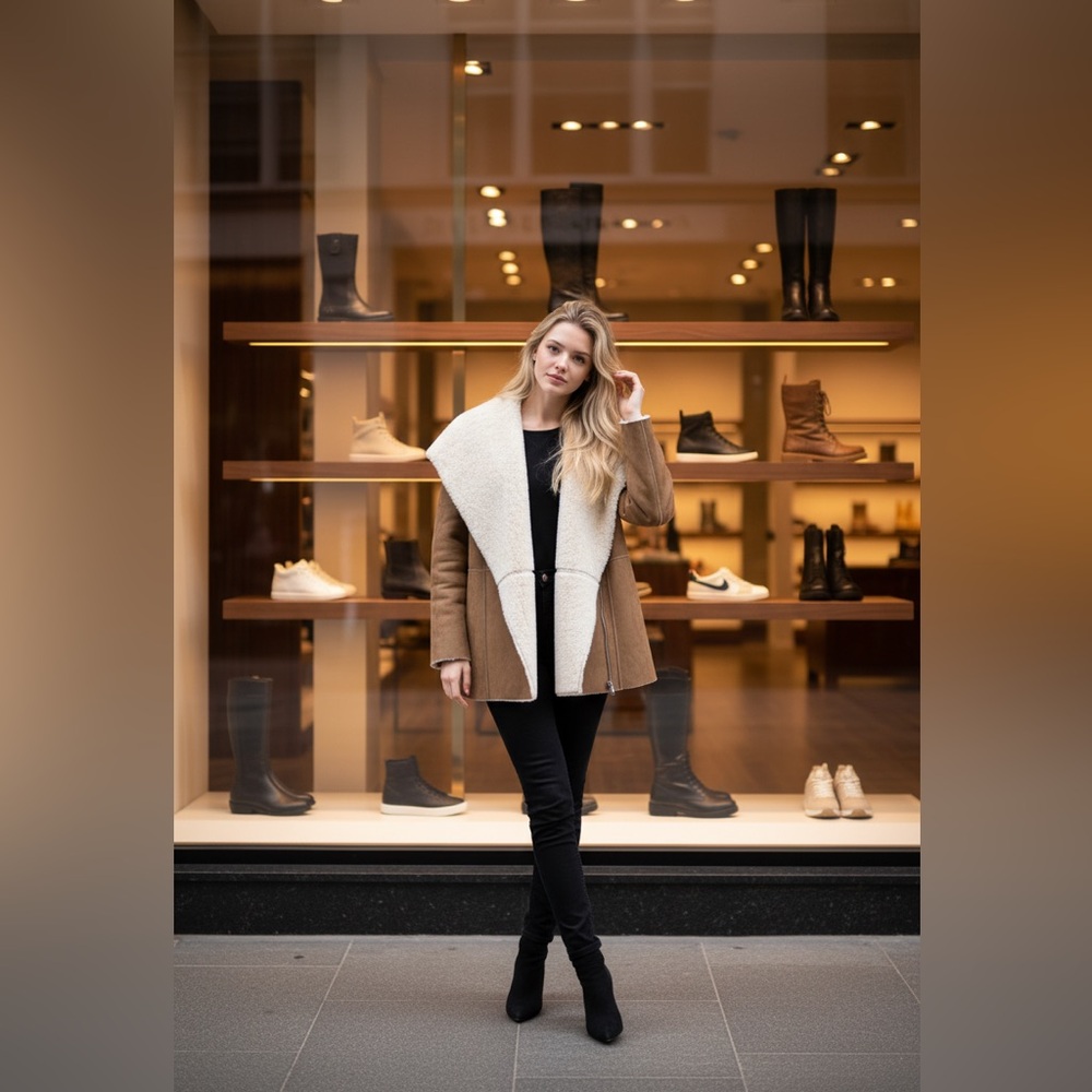 Bagatelle Tan and Cream faux fur Teddy Jacket